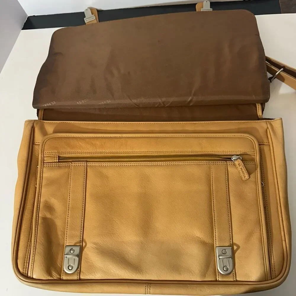 El Portal Tan Leather Bag/Lap Top Holder